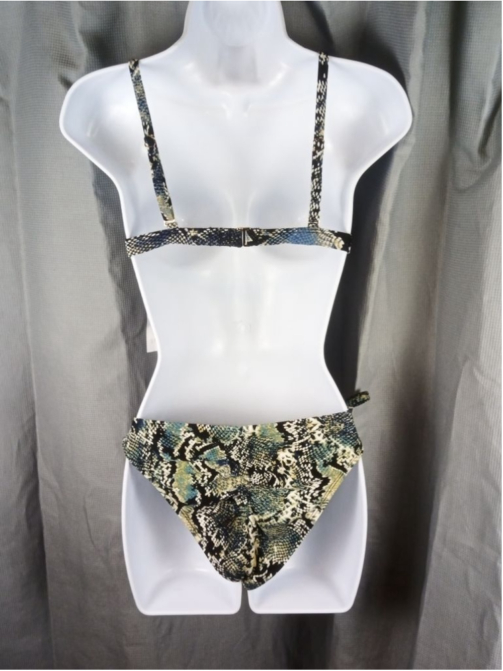 Women's Shade & Shore Bikini M Blue Black Snake Print Swimsuit - Picture 6 of 8